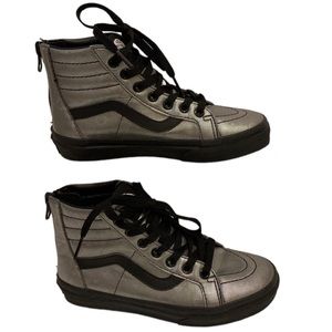 Vans Silver hi tops Hologram Hearts . Size 13 girls or boys zip closure lace up